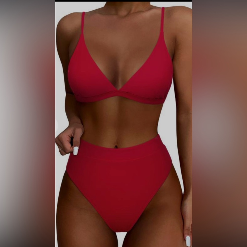 NWOT  SUUKSESS Women High Waisted High Cut Bikini Set Triangle Two Pc